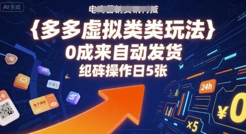 拼多多虚拟类目玩法，0成本全自动发货，矩阵操作日500+-创业项目网