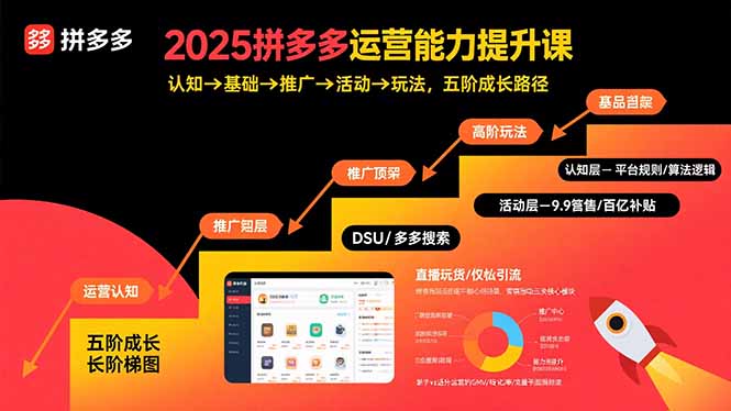 2025拼多多运营能力提升课：认知→基础→推广→活动→玩法，五阶成长路径-创业项目网