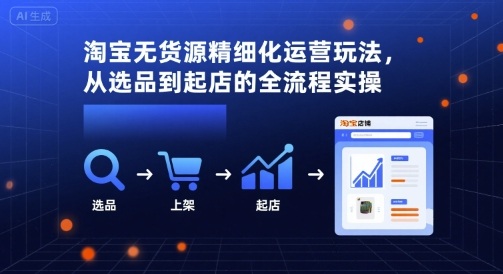 淘宝无货源精细化运营玩法，从选品到起店的全流程实操-创业项目网