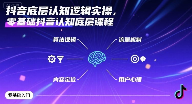抖音底层认知逻辑实操，零基础抖音认知底层课程-创业项目网
