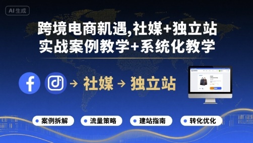 跨境电商新机遇，社媒+独立站，实战案例教学+系统化教学-创业项目网