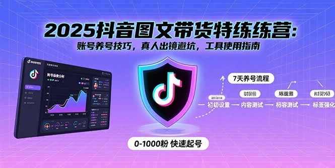 2025抖音图文带货特练营：账号养号技巧，真人出镜避坑，工具使用指南-创业项目网