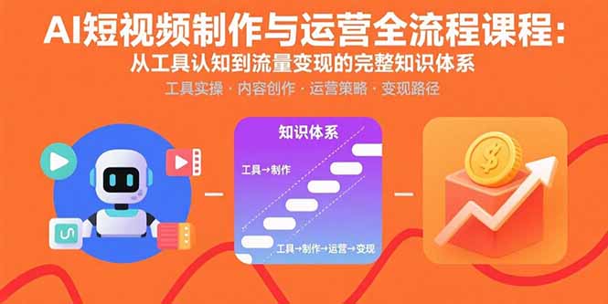 AI短视频制作与运营全流程课程：从工具认知到流量变现的完整知识体系-创业项目网
