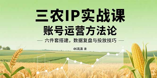 三农IP实战课：账号运营方法论，六件套搭建，数据复盘与投放技巧-创业项目网