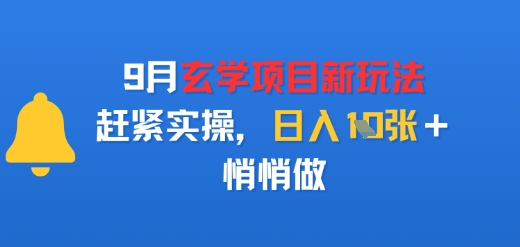 9月玄学项目新玩法，赶紧实操，日入多张，悄悄做-创业项目网