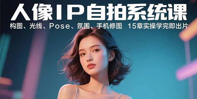 人像IP自拍系统课：构图、光线、Pose、氛围、手机修图 15章实操学完即出片-创业项目网