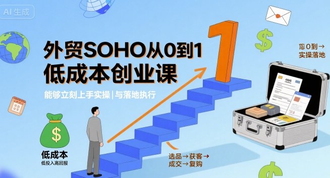 外贸SOHO从0到1低成本创业课，能够立刻上手实操与落地执行-创业项目网