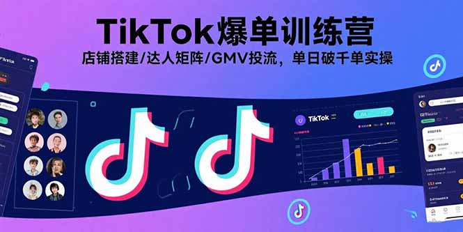 TikTok爆单训练营，店铺搭建/达人矩阵/GMV投流，单日破千单实操-创业项目网
