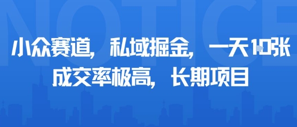 小众赛道，私域掘金，一天多张，成交率极高，长期项目-创业项目网