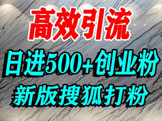 怎么打创业粉？搜狐网打精准创业粉，打粉引流教程，单人日引500+精准创业粉-创业项目网
