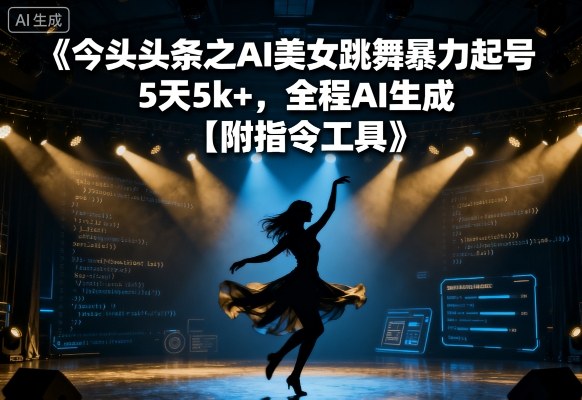 今日头条之AI美女跳舞暴力起号，5天1k+，全程AI生成【附指令工具】-创业项目网