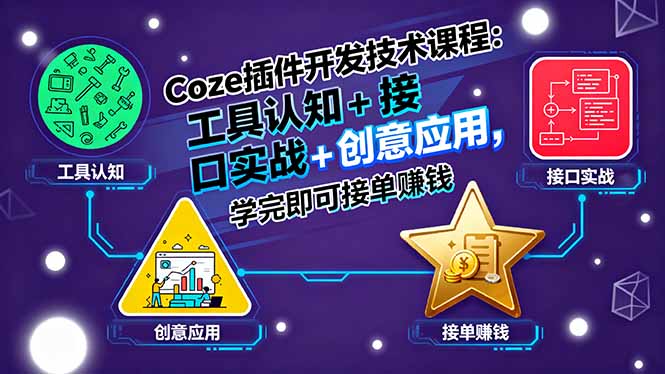 Coze插件开发技术课程：工具认知+接口实战+创意应用，学完即可接单赚钱-创业项目网