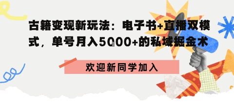 冷门暴利，超低成本复制古籍电子书，精准引流私域月销200+单-创业项目网