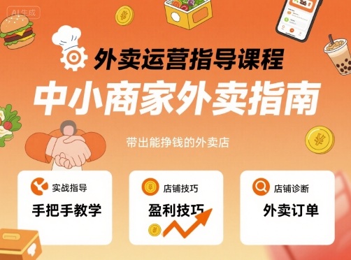 外卖运营指导课程，中小商家外卖指南，手把手带出能挣钱的外卖店-创业项目网
