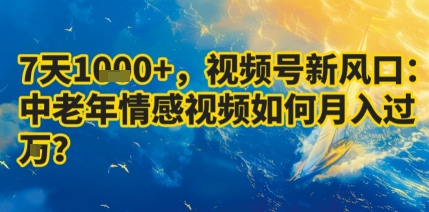 7天收益1k+，视频号新风口：中老年情感视频如何月入过W?-创业项目网