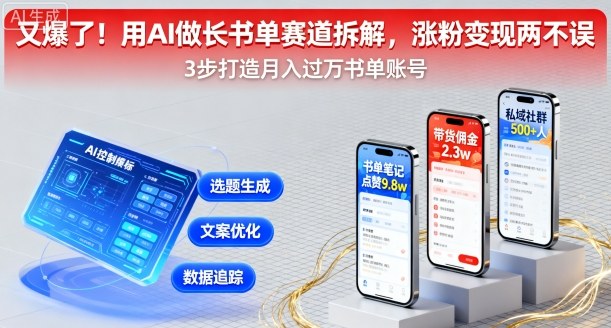 又爆了！用AI做长书单赛道拆解，涨粉变现两不误-创业项目网