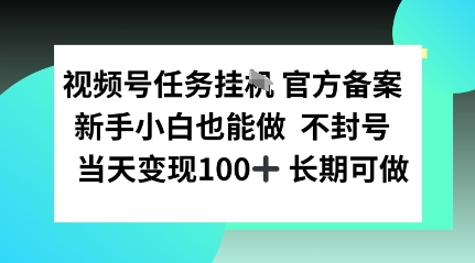 视频号任务挂播，官方备案新手小白也能做 不封号当天变现100+ 长期可做-创业项目网