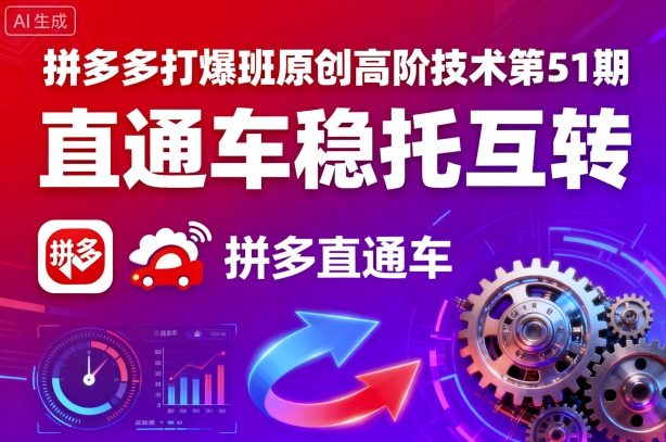 拼多多打爆班原创高阶技术第51期，直通车稳托互转-创业项目网