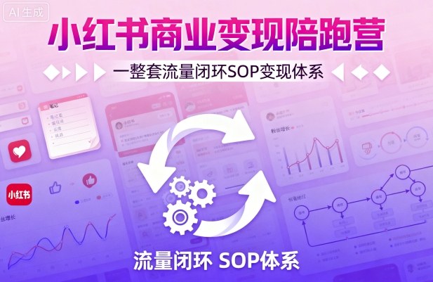 小红书商业变现陪跑营，轻IP矩阵 私域获客 聚光投流，一整套流量闭环SOP变现体系-创业项目网
