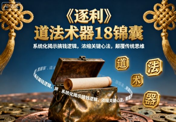 《逐利》道法术器18锦囊,系统化揭示搞钱逻辑,浓缩关键心法,颠覆传统思维-创业项目网