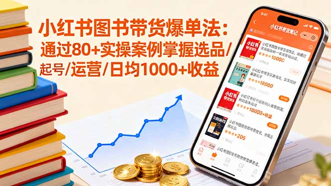 小红书图书带货爆单法：通过80+实操案例掌握选品/起号/运营/日均1000+收益-创业项目网