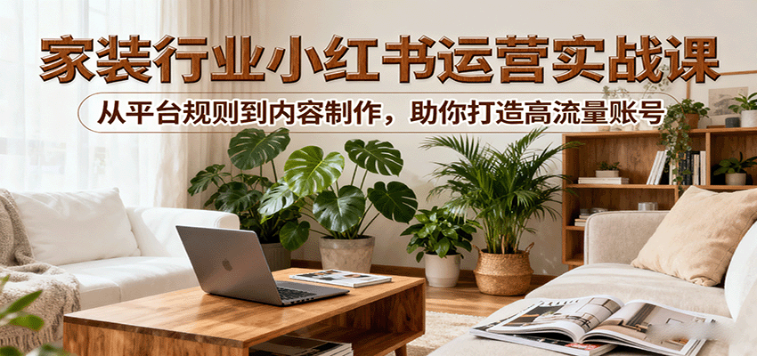 小红书家装行业运营实战课：从平台规则到内容制作，助你打造高流量账号-创业项目网
