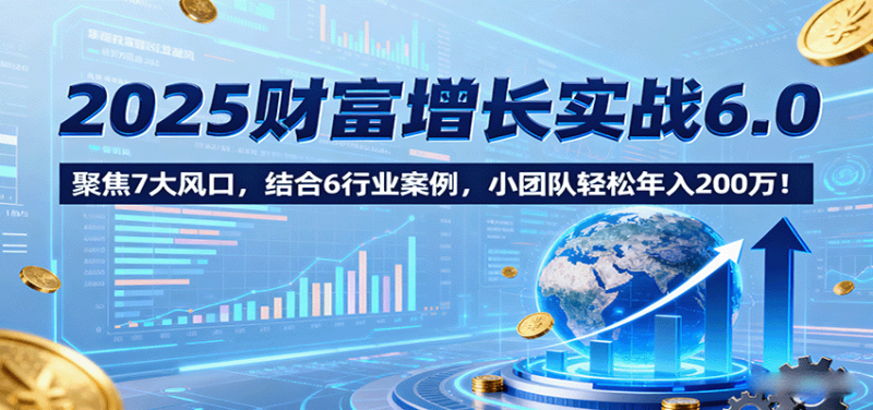 2025财富增长实战6.0,聚焦7大风口,结合6行业案例,小团队轻松年入200万!-创业项目网