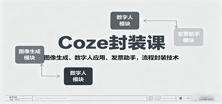 Coze封装课，图像生成、数字人应用、发票助手，流程封装技术-创业项目网