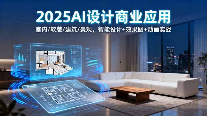 2025AI设计商业应用：室内/软装/建筑/景观，智能设计+效果图+动画实战-创业项目网
