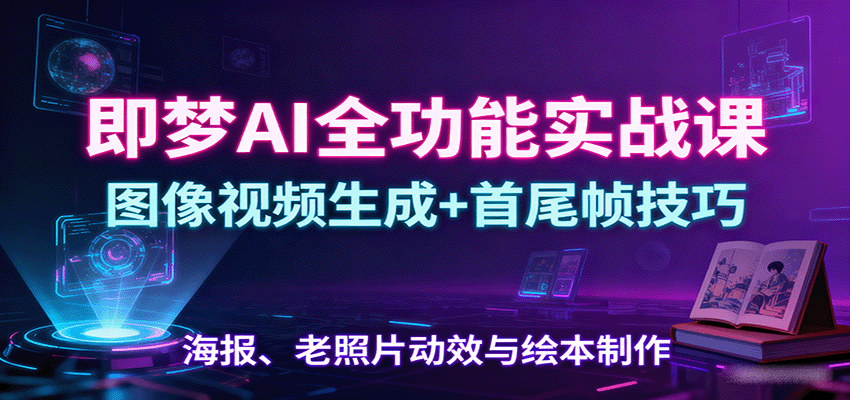 即梦AI全功能实战课：图像视频生成+首尾帧技巧，海报、老照片动效与绘本制作-创业项目网