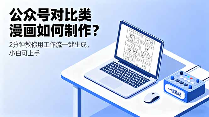 公众号对比类漫画如何制作？2分钟教你用工作流一键生成，小白可上手-创业项目网