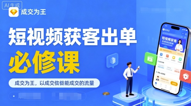 短视频获客出单必修课，成交为王，以成交为导向，直接做能成交的流量-创业项目网