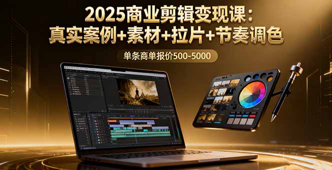 2025商业剪辑变现课：真实案例+素材+拉片+节奏调色，单条商单报价500-5000-创业项目网