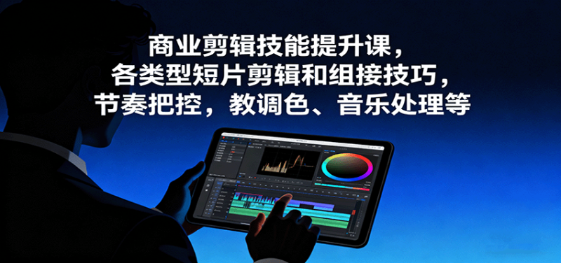 商业剪辑技能提升课,各类型短片剪辑和组接技巧,节奏把控,教调色、音乐处理等-创业项目网