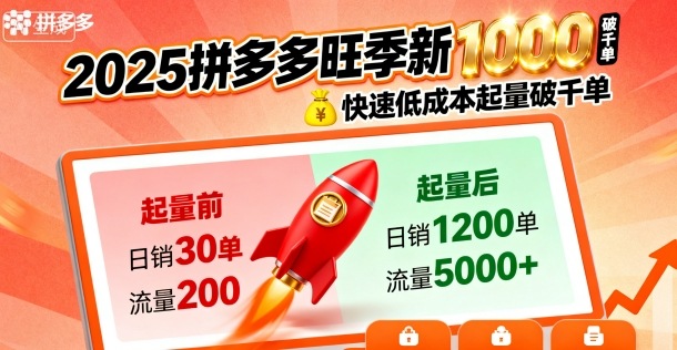 2025拼多多旺季新老店铺——快速低成本起量破千单-创业项目网