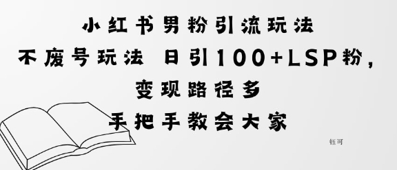 小红书男粉引流玩法不废号玩法日引100+LSP粉，变现路径多-创业项目网