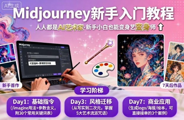 midjourney新手入门教程：人人都是AI艺术家，新手小白也能变身艺术大师-创业项目网