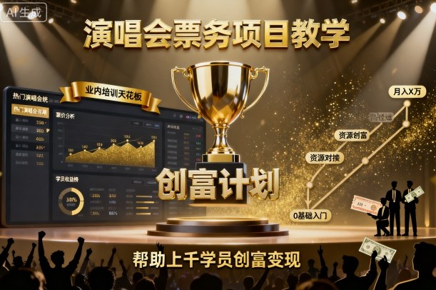 演唱会票务项目教学，业内培训天花板，帮助上千学员创富变现-创业项目网
