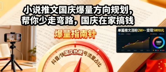 小说推文国庆爆量方向规划，帮你少走弯路，国庆在家搞钱-创业项目网