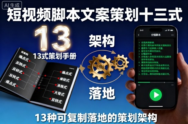 短视频脚本文案策划十三式，13种可复制落地的策划架构-创业项目网