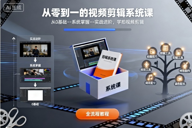 从零到一的视频剪辑系统课，从0基础–系统掌握–实战进阶，学拍视频剪辑-创业项目网