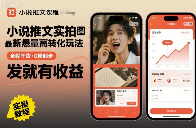 小说推文实拍双图文最新爆量高转化玩法,全程干货,0粉起步,发就有收益-创业项目网