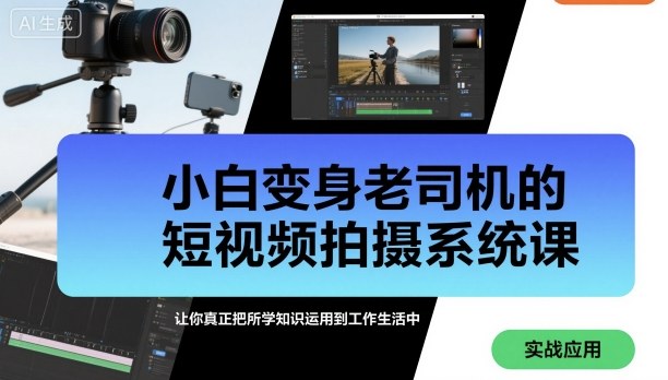 小白变身老司机的短视频拍摄系统课，让你真正把所学知识运用到工作生活中-创业项目网