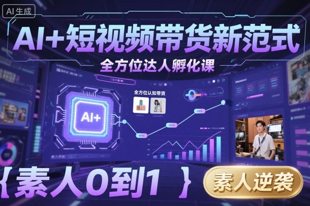 AI+短视频带货新范式全方位达人孵化课，素人也可以从0到1，全方位认知短视频带货-创业项目网