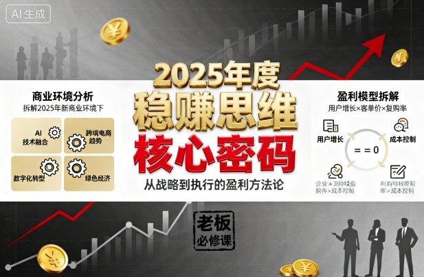 2025年度稳賺思维老板创业营，拆解2025年新商业环境下，企业实现持续盈利的核心密码-创业项目网