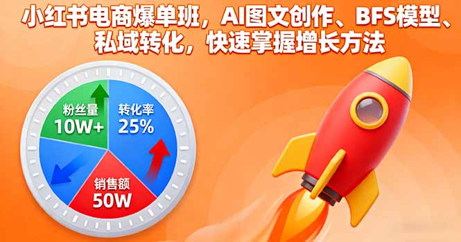小红书电商爆单班，AI图文创作、BFS模型、私域转化，快速掌握增长方法-创业项目网
