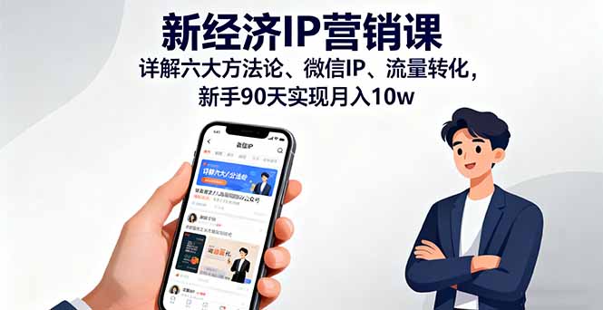 新经济IP营销课：详解六大方法论、微信IP、流量转化，新手90天实现月入10w-创业项目网