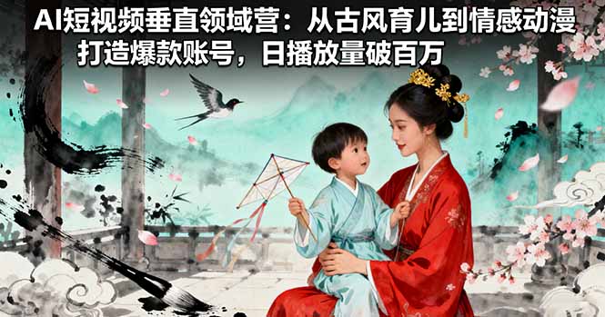 AI短视频垂直领域营：从古风育儿到情感动漫，打造爆款账号,日播放量破百万-创业项目网