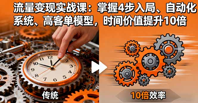 流量变现实战课：掌握4步入局、自动化系统、高客单模型，时间价值提升10倍-创业项目网