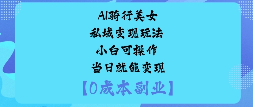 AI骑行美女私域变现玩法，小白可操作，当日就能变现-创业项目网